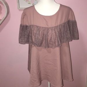 Purple top with lace embellished top & sleeve NWOT